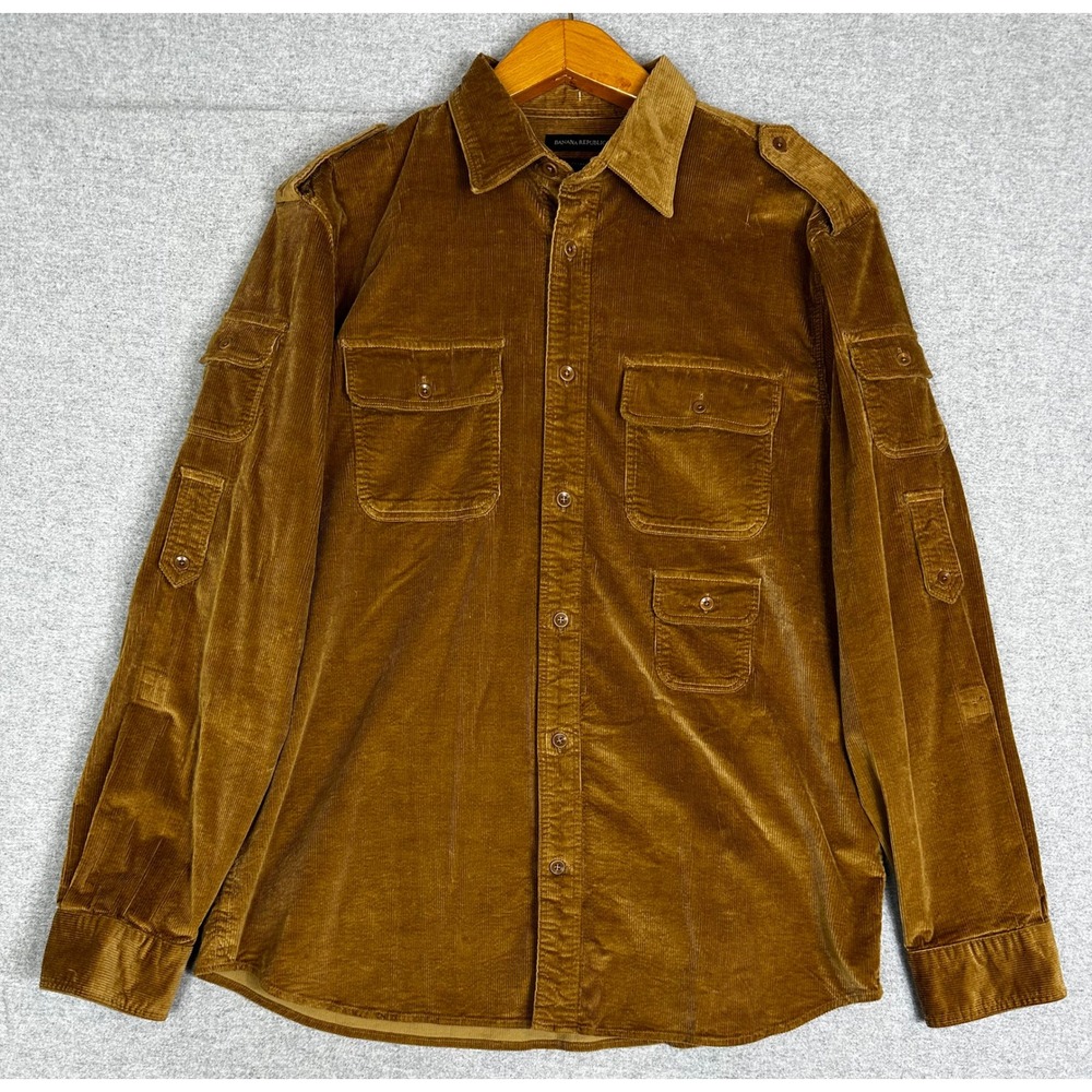 NEW Banana Republic Corduroy Bombay Shirt Mens L Brown Utility Corduroy Pocket